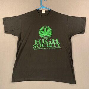 NWOT The High‎ Society T-Shirt Men XXL Black Short Sleeve Cannabis Marijuana NYC